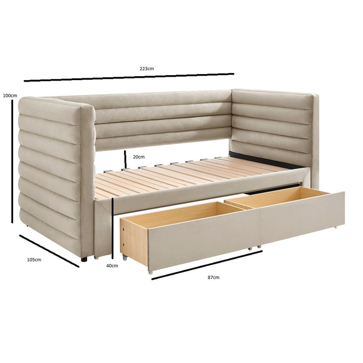 Bellatrix Daybed with Drawers Taupe
