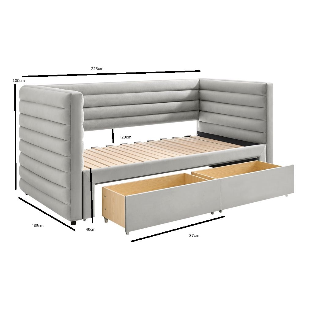Bellatrix Daybed with Drawers Grey