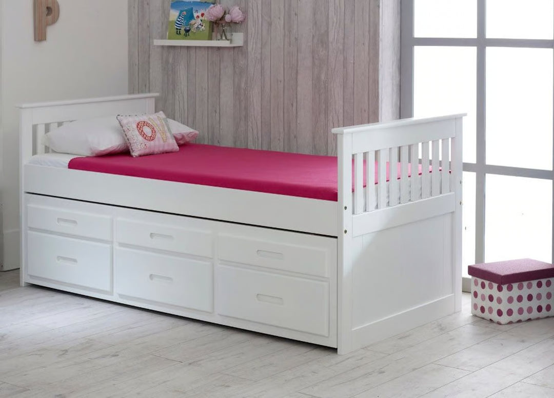 Amani UK Captains Bed with Underbed in White
