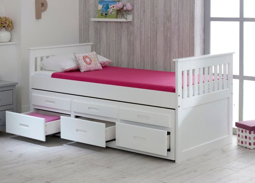 Amani UK Captains Bed with Underbed in White