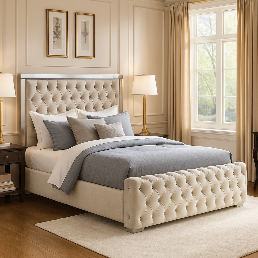 upholstered mirror bed