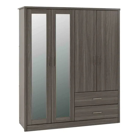 Lisbon 4 Door Wardrobe - Black Wood Grain