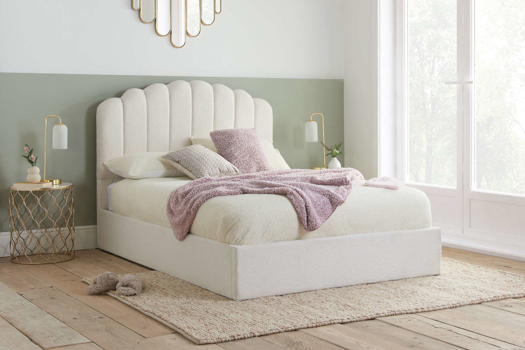 MONACO FABRIC OTTOMAN BED WHITE