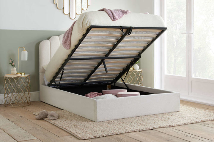 MONACO FABRIC OTTOMAN BED WHITE