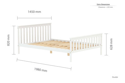 Oxford Pine Double Bed White