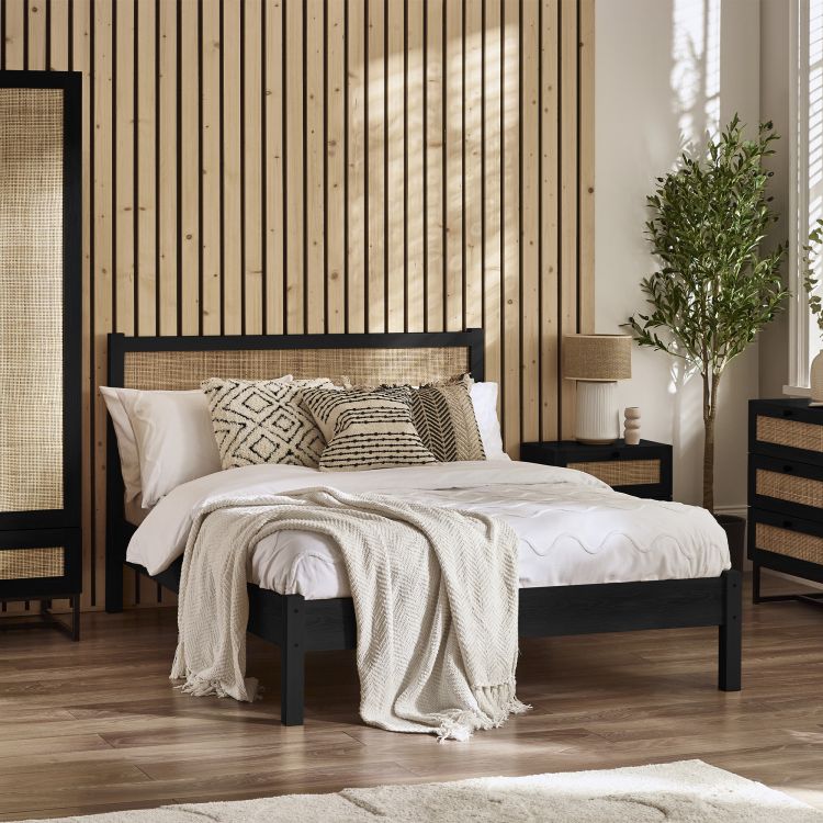 Padstow Rattan Bed Frame - Black