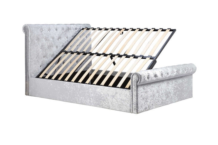 SIENNA FABRIC SIDE OTTOMAN STEEL CRUSHED VELET