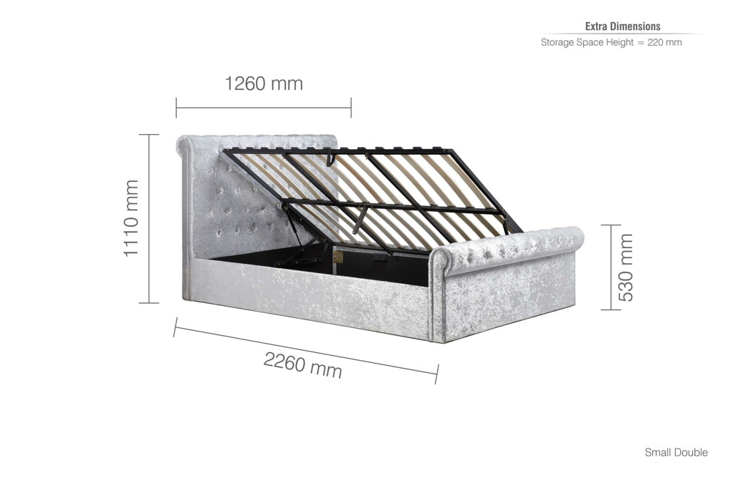 SIENNA FABRIC SIDE OTTOMAN STEEL CRUSHED VELET