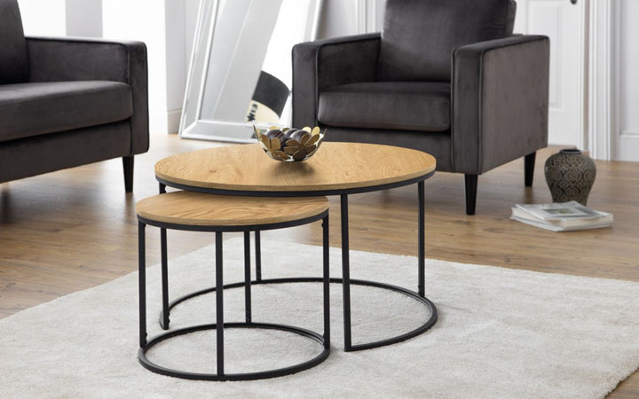 Bellini Round Nesting Coffee Table - Oak - The Bed House