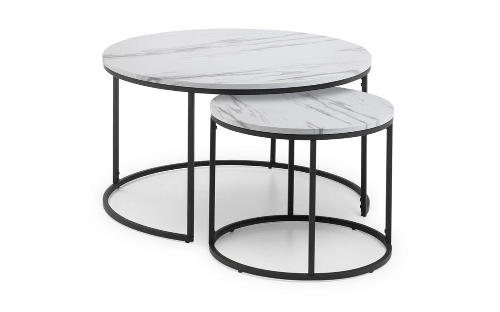 Bellini Round Nesting Coffee Table - White Marble - The Bed House