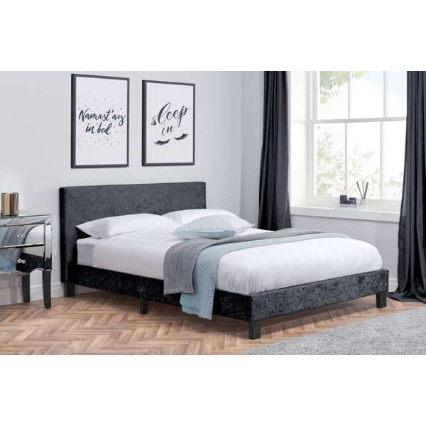 Berlin Low Bed Frame - Black Crushed Velvet - The Bed House