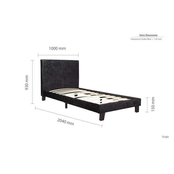 Berlin Low Bed Frame - Black Crushed Velvet - The Bed House