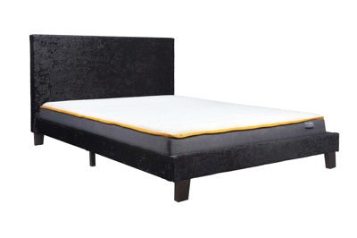 Berlin Low Bed Frame - Black Crushed Velvet - The Bed House