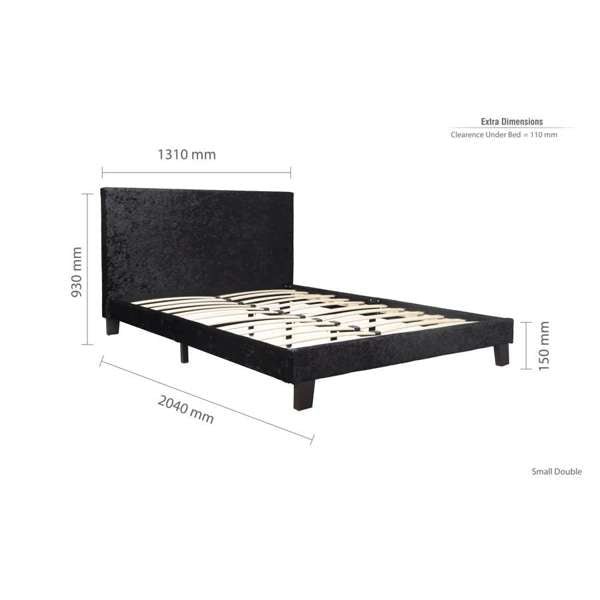 Berlin Low Bed Frame - Black Crushed Velvet - The Bed House