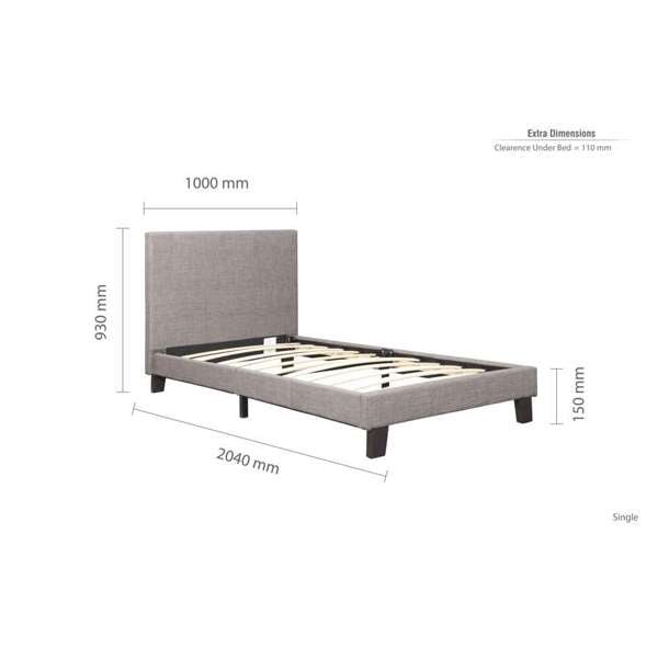 Berlin Low Bed Frame - Grey - The Bed House