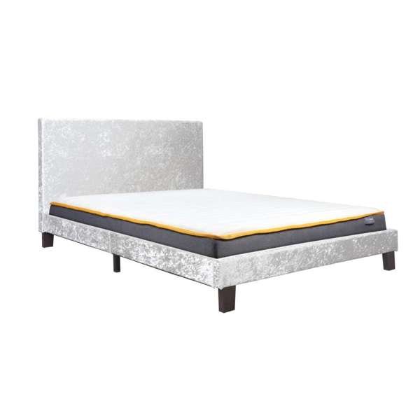 Berlin Low Bed Frame - Steel Crushed Velvet - The Bed House