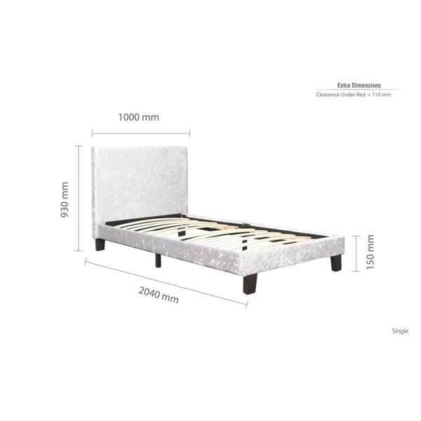 Berlin Low Bed Frame - Steel Crushed Velvet - The Bed House