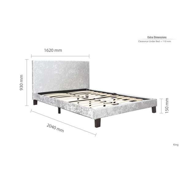 Berlin Low Bed Frame - Steel Crushed Velvet - The Bed House