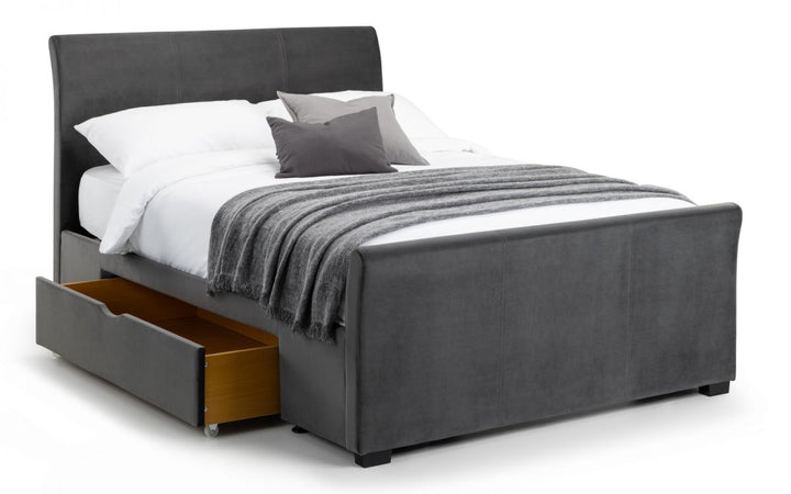 Capri 2 Drawer Storage Bed - Dark Grey Velvet - The Bed House