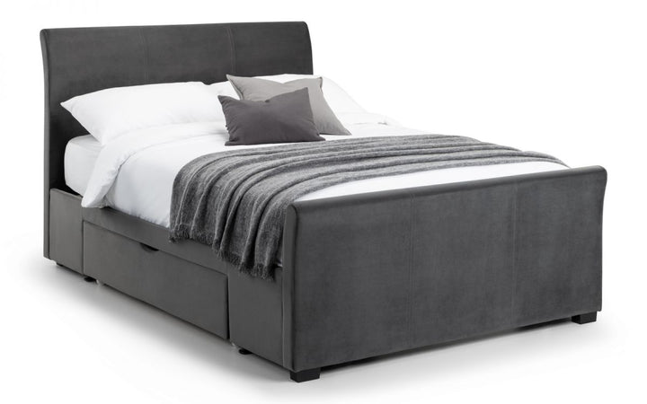 Capri 2 Drawer Storage Bed - Dark Grey Velvet - The Bed House