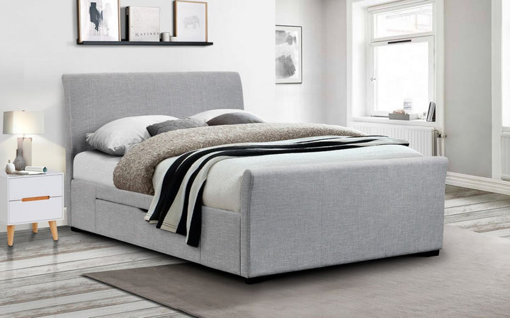 Capri 2 Drawer Storage Bed - Light Grey Linen - The Bed House