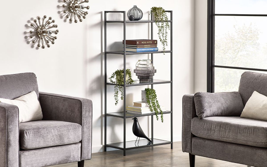 Chicago Tall Bookcase - Smoked Glass - The Bed House