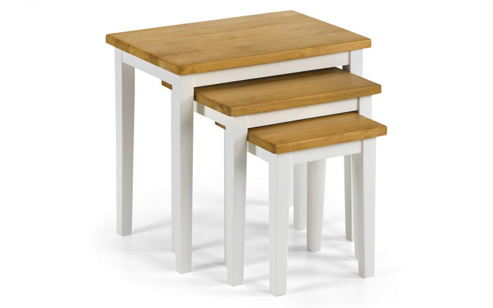 Cleo Nest of Tables - Two Tone White/Oak Finish - The Bed House