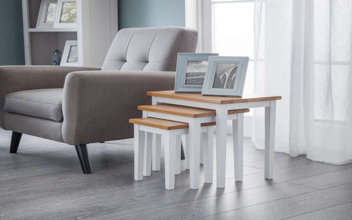 Cleo Nest of Tables - Two Tone White/Oak Finish - The Bed House