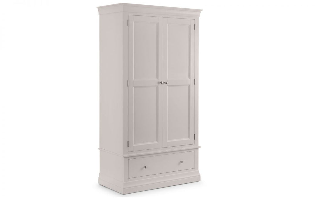 Clermont 2 Door 1 Drawer Wardrobe - Light Grey - The Bed House