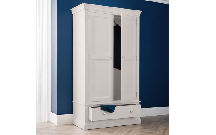 Clermont 2 Door 1 Drawer Wardrobe - Light Grey - The Bed House