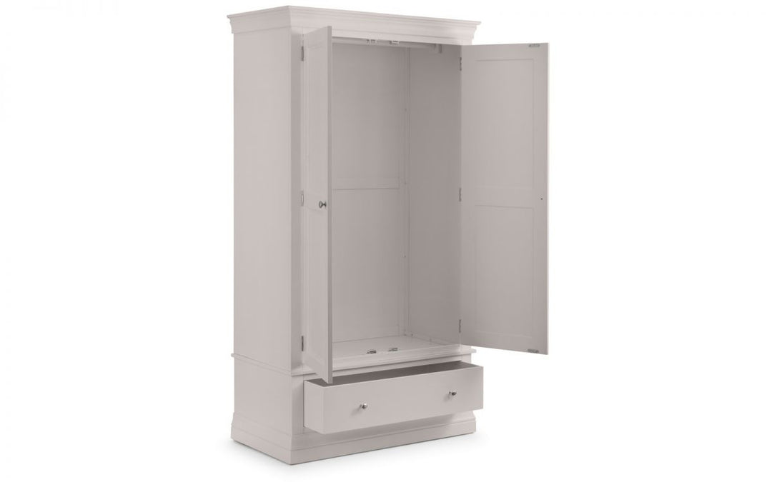 Clermont 2 Door 1 Drawer Wardrobe - Light Grey - The Bed House