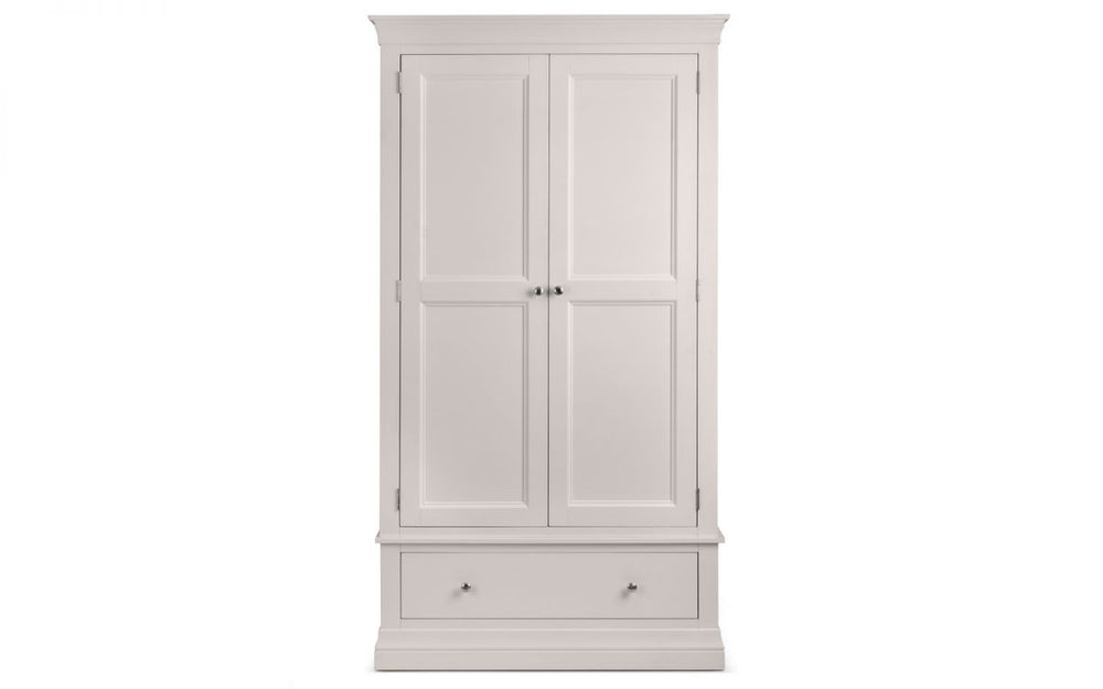 Clermont 2 Door 1 Drawer Wardrobe - Light Grey - The Bed House