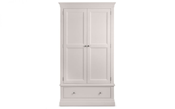 Clermont 2 Door 1 Drawer Wardrobe - Light Grey - The Bed House