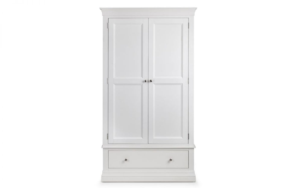 Clermont 2 Door 1 Drawer Wardrobe - White - The Bed House