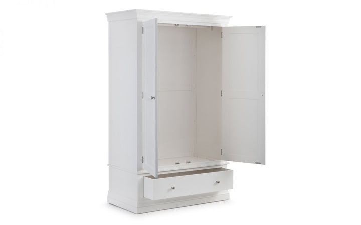 Clermont 2 Door 1 Drawer Wardrobe - White - The Bed House