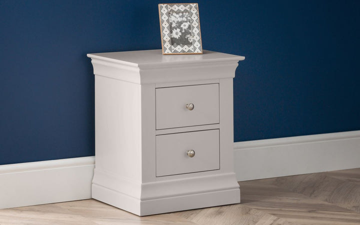 Clermont 2 Drawer Bedside - Light Grey - The Bed House