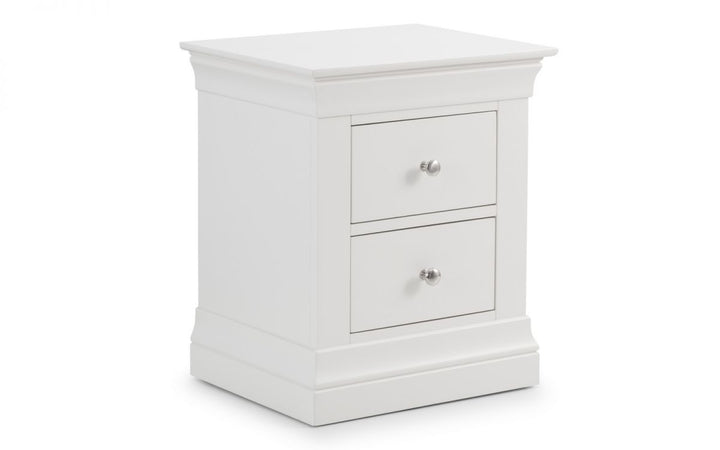 Clermont 2 Drawer Bedside - White - The Bed House