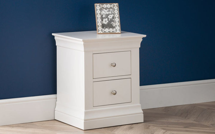 Clermont 2 Drawer Bedside - White - The Bed House