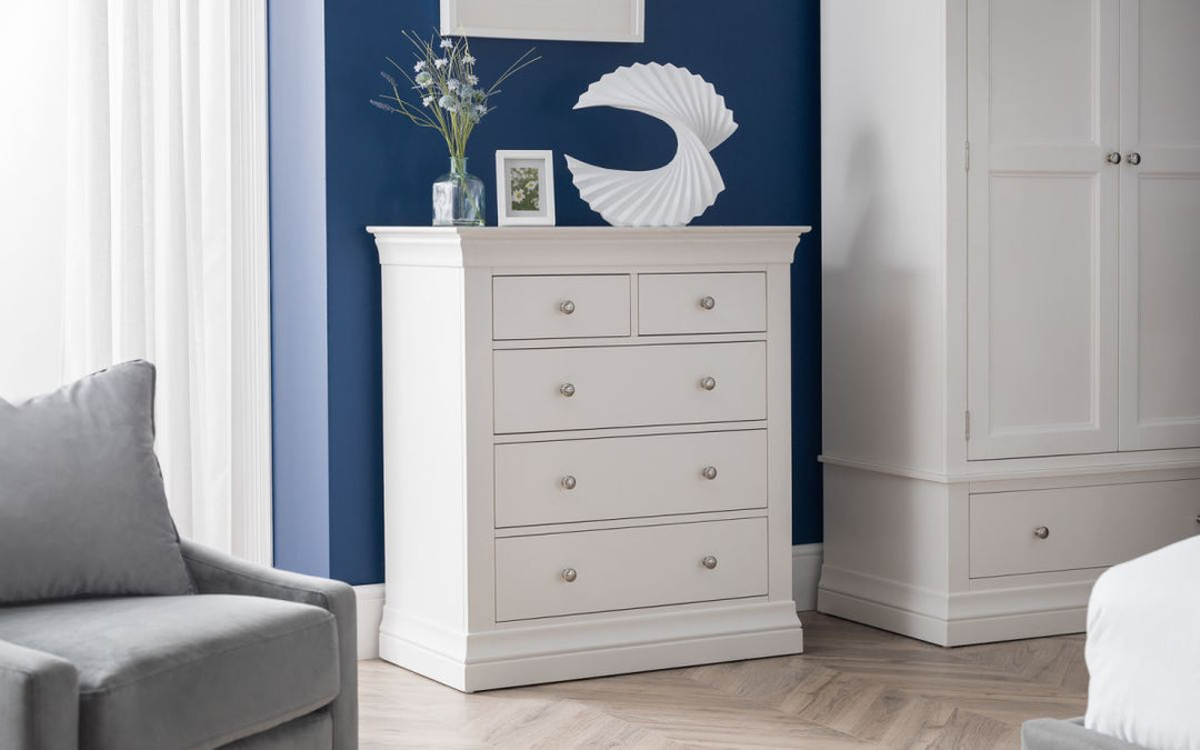 Clermont 3+2 Drawer Chest - White - The Bed House