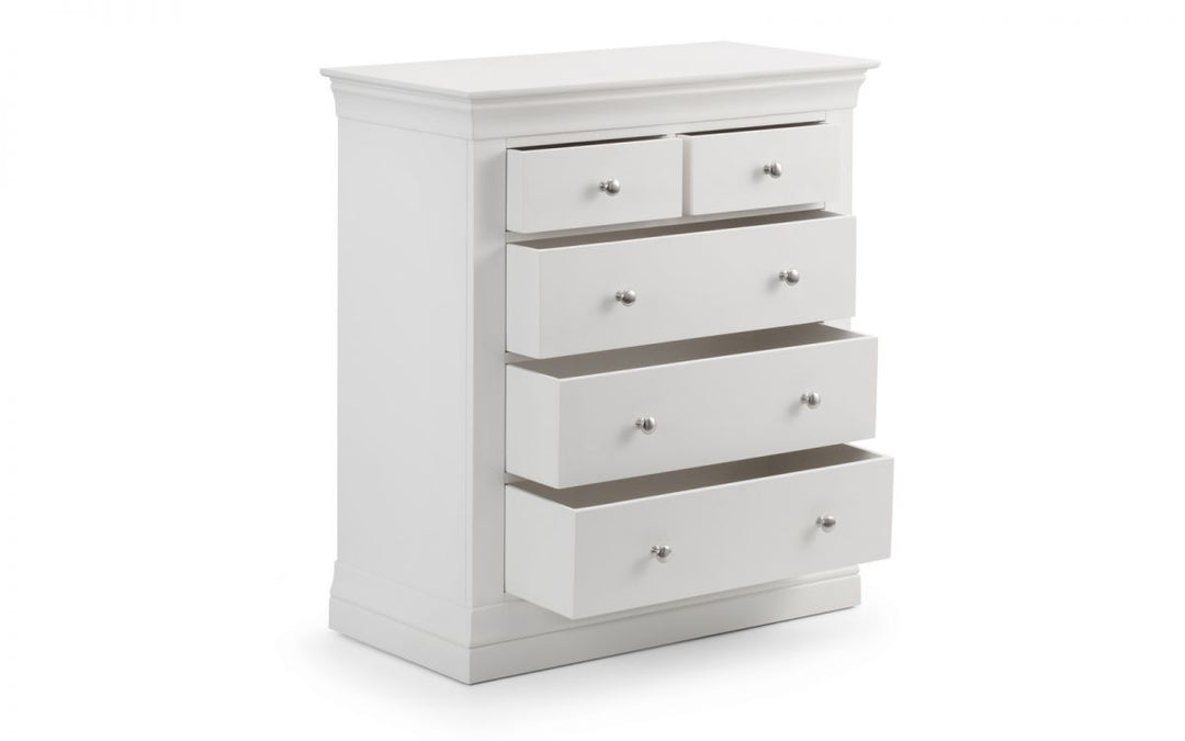 Clermont 3+2 Drawer Chest - White - The Bed House