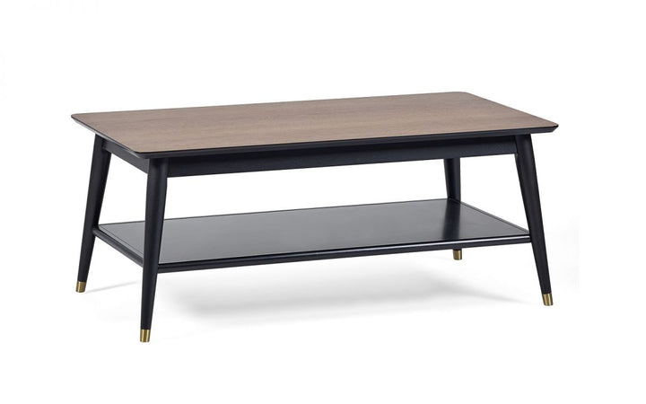 Findlay Coffee Table with Shelf - Walnut & Black - The Bed House