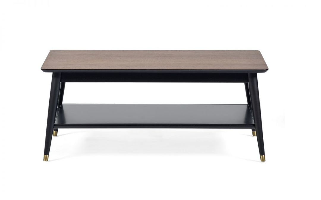 Findlay Coffee Table with Shelf - Walnut & Black - The Bed House