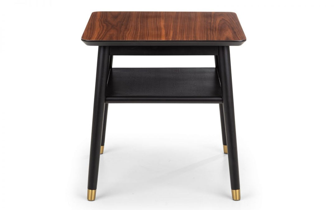 Findlay Lamp Table with Shelf - Walnut & Black - The Bed House