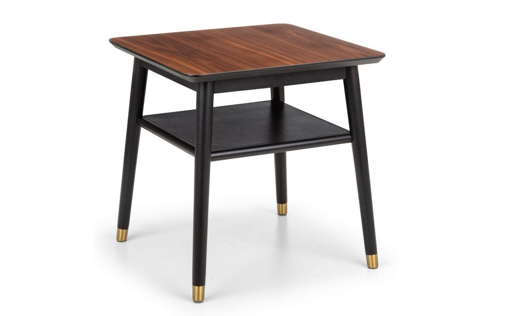 Findlay Lamp Table with Shelf - Walnut & Black - The Bed House