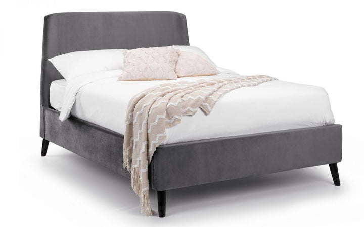 Frida Curved Velvet Bed - Grey - The Bed House