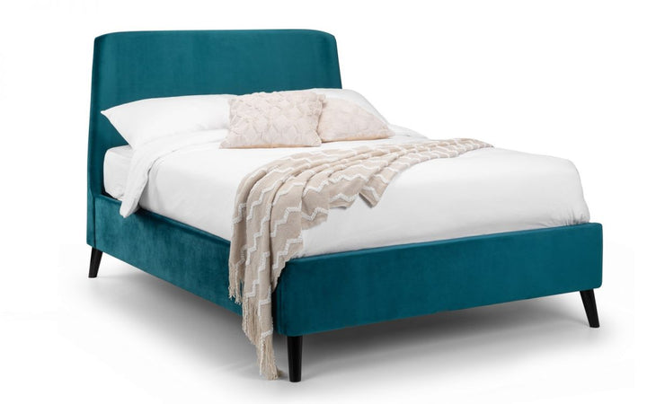 Frida Curved Velvet Bed - Teal - The Bed House