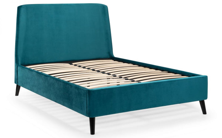 Frida Curved Velvet Bed - Teal - The Bed House