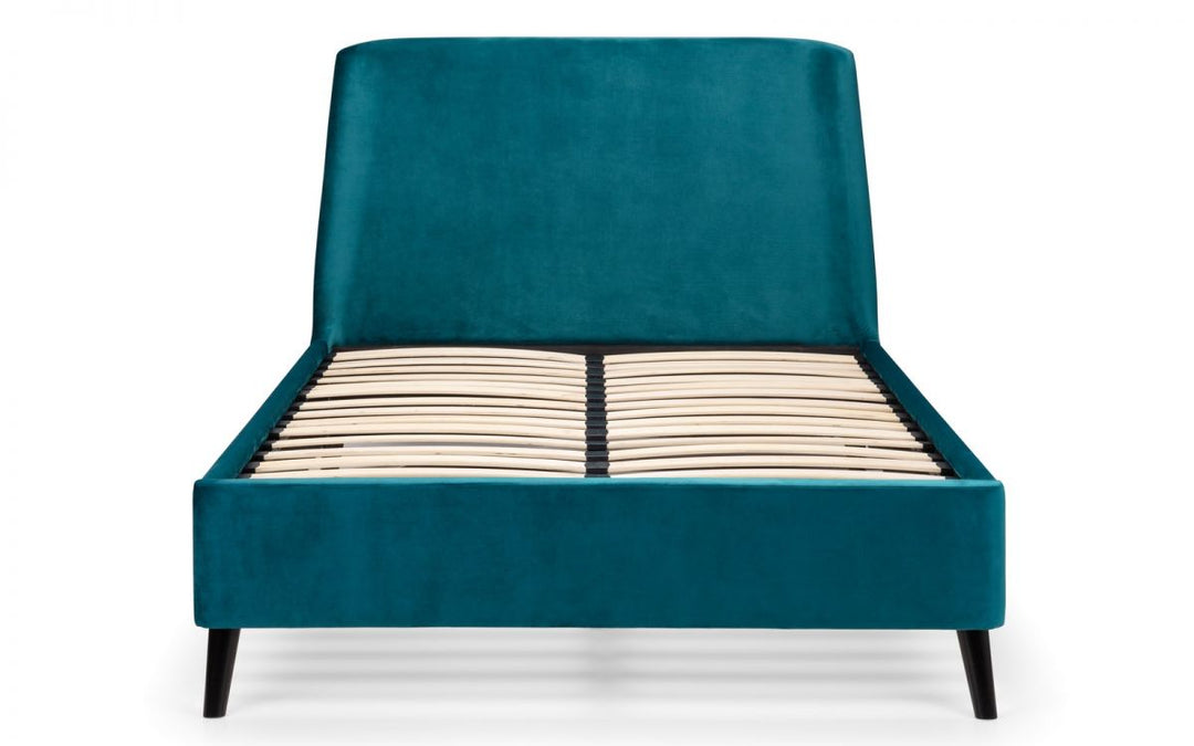 Frida Curved Velvet Bed - Teal - The Bed House