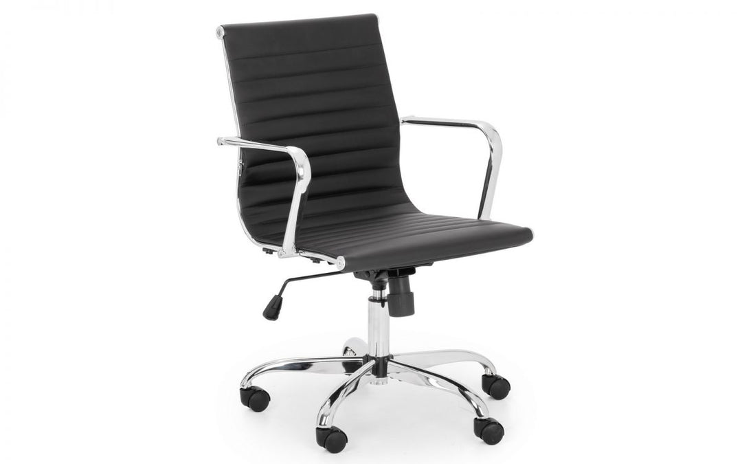 Gio Office Chair - Black & Chrome - The Bed House