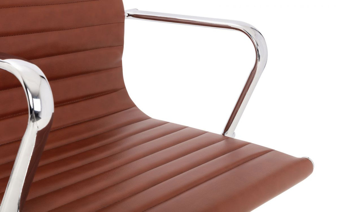 Gio Office Chair - Brown & Chrome - The Bed House